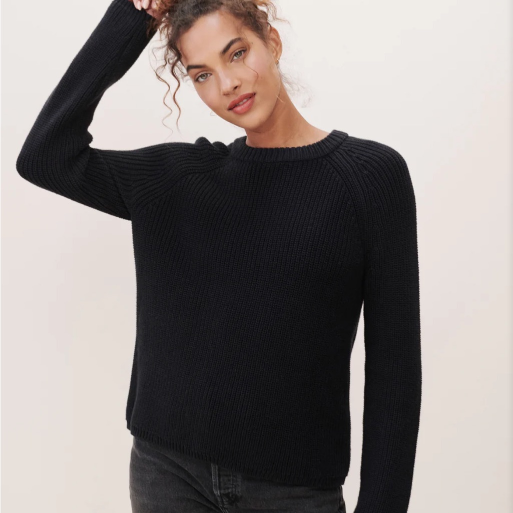 Jenni Kayne Cotton Fisherman Sweater In Black